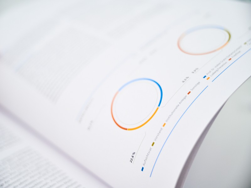 Broschüre mit Kreisdiagramm